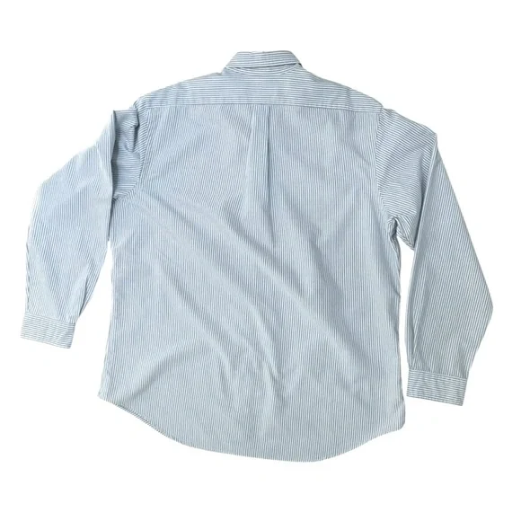 POLO RALPH LAUREN CLASSIC FIT BLUE/WHITE STRIPED COTTON OXFORD BUTTON DOWN SHIRT